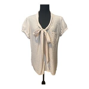 Banana Republic Women's Top Bow Tie Short Sleeve Blouse,‎ Size Large